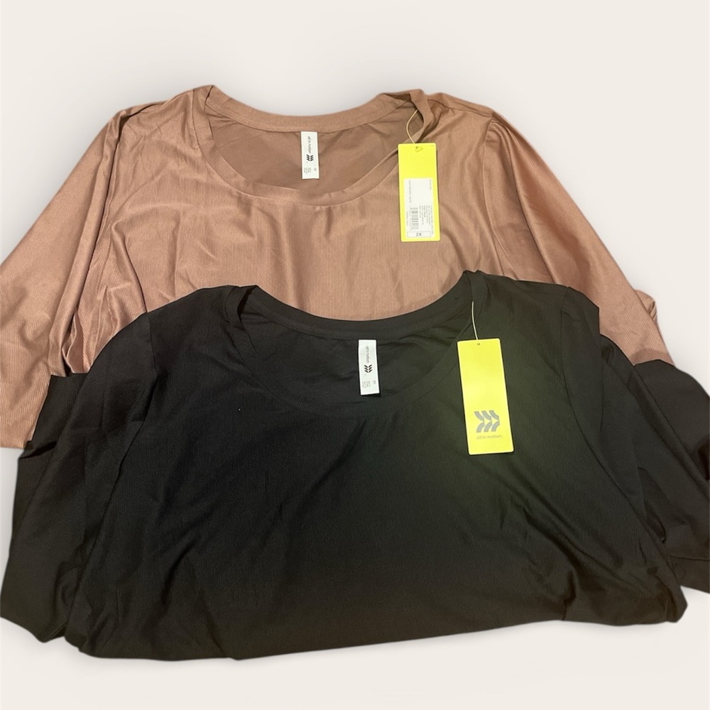 All in Motion Women's Black and Brown Long Sleeve Tees